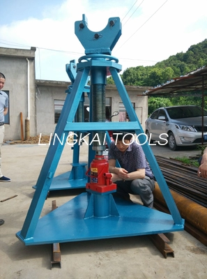 Heavy Duty 50T Tower Erection Tools Cabel Drum Stand With Hydraulic Jack For Releasing Wire