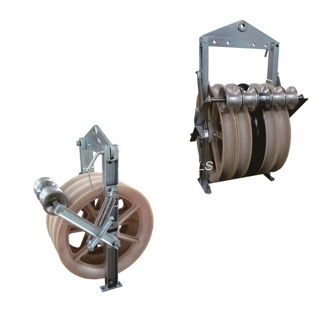 Large Diameter Stringing Power Block Cable Pulley Block With Grounding Roller