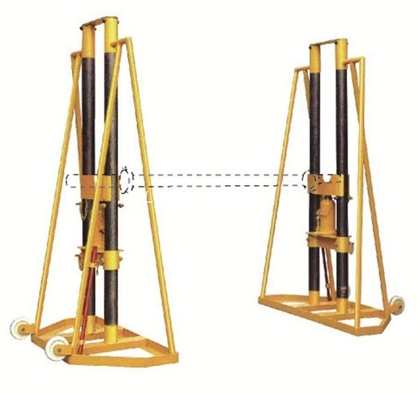 10 Ton Extension Cable Pulling Stand , Adjustable Hydraulic Cable Jack Stands