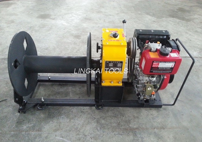 Diesel Engine Powered Wire Rope Pulling Winch 3 Ton Lightweight 100kg